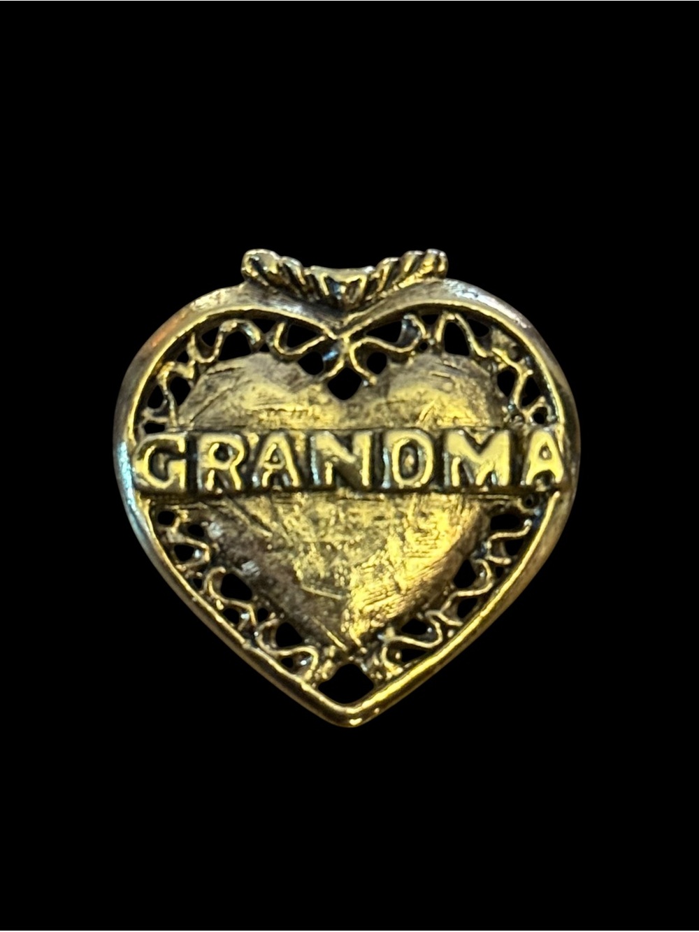 Vintage gold tone Grandma heart brooch